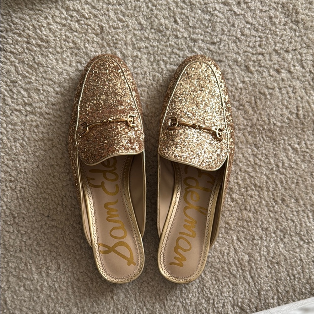 Sam Edelman Gold Glitter Loafers
